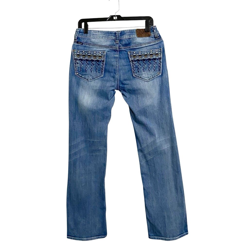 Adiktd Denim Jeans Womens 8/30 Embellished Distressed Studded Low Rise Boot Cut